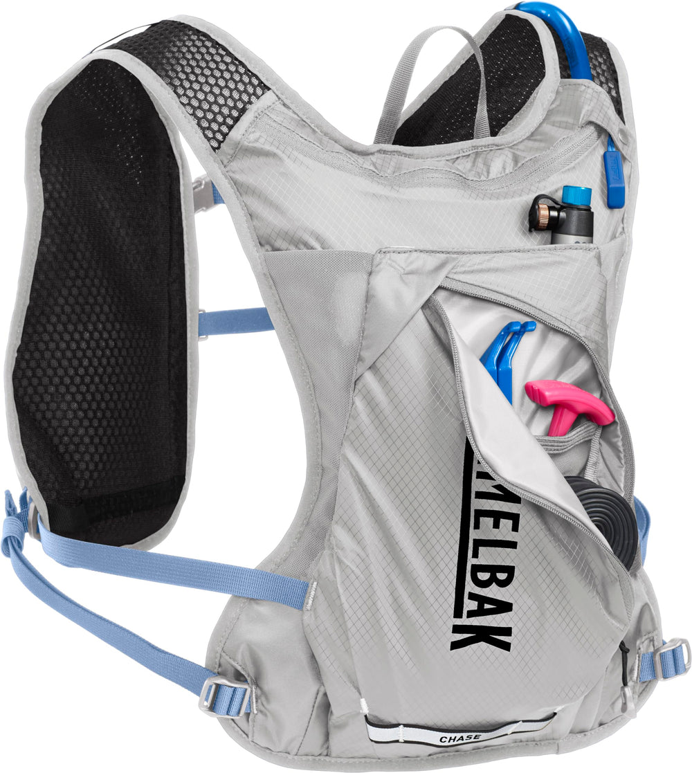 CamelBak Women's Chase Race 4 vest 1.5L reservoir visible for hydration on the go.