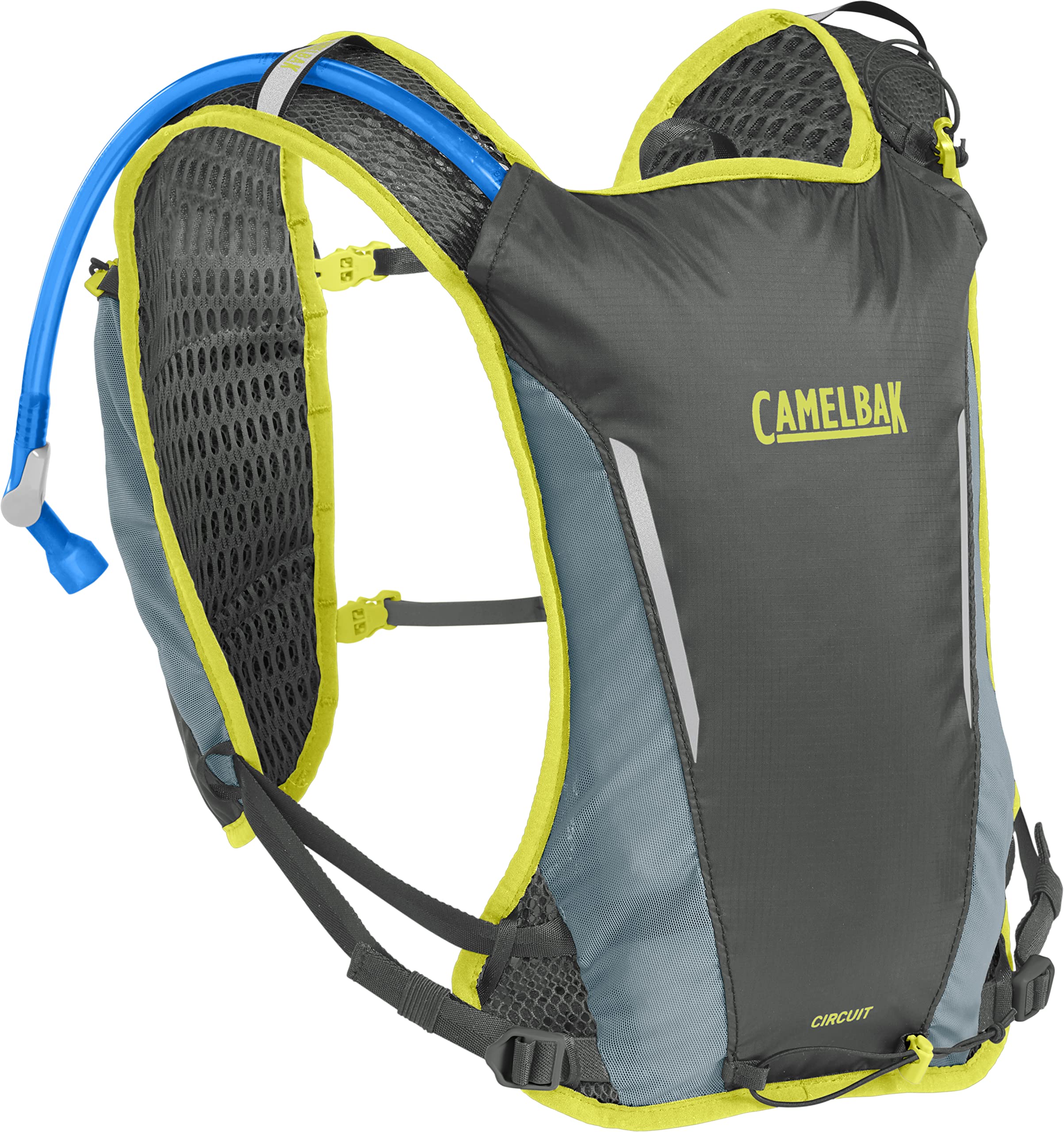 CamelBak Women's Circuit Run Vest front view in graphite-limeade for comfort on long runs
