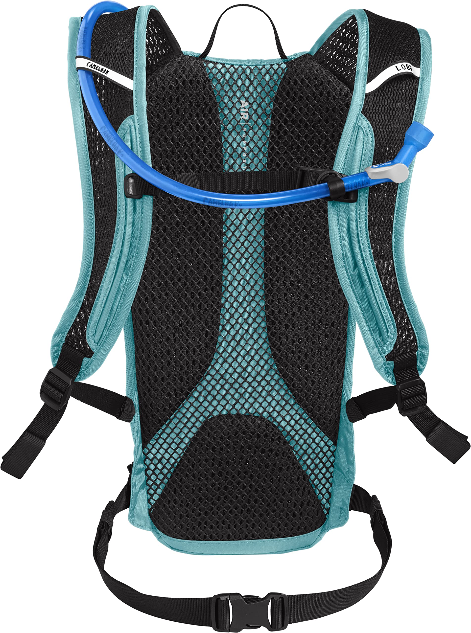 CamelBak Women's Lobo 9 air support back panel emphasizes cooling airflow on climbs.