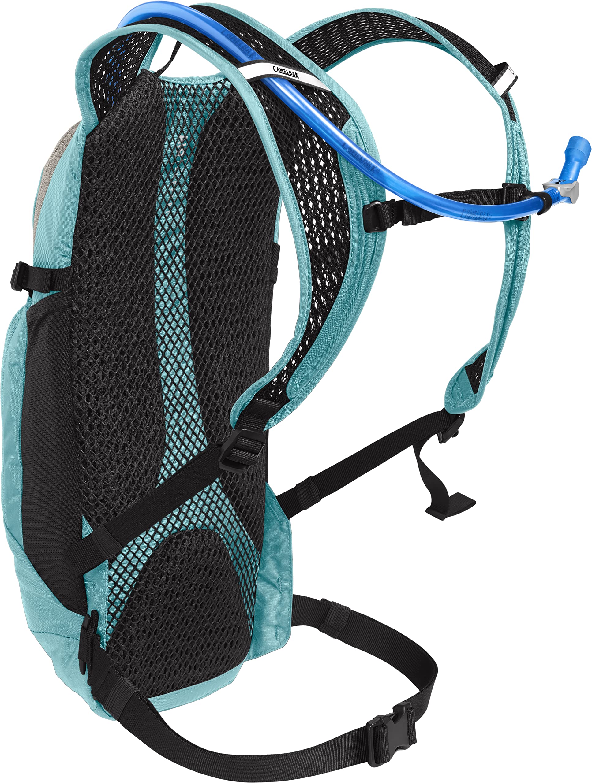 CamelBak Women's Lobo 9 helmet carry demonstrates hands-free gear access during rides.