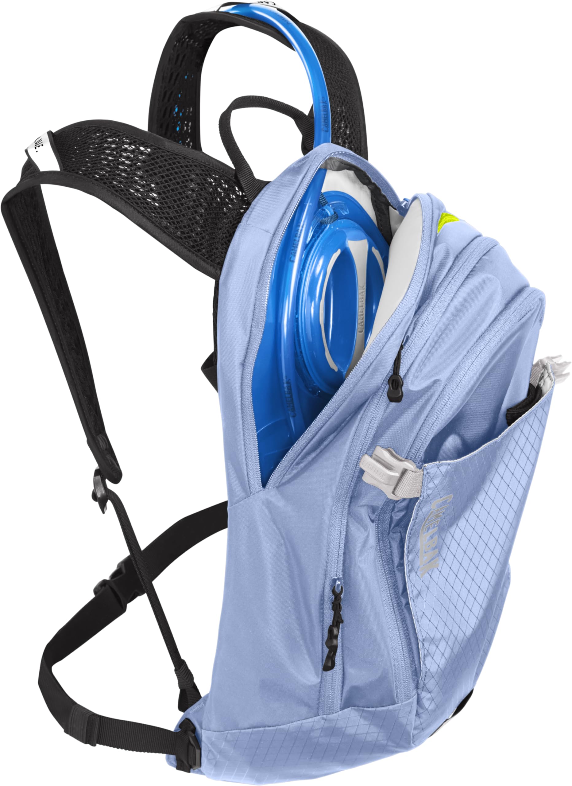 Helmet carry feature on CamelBak M.U.L.E. 12 for on-trail transport