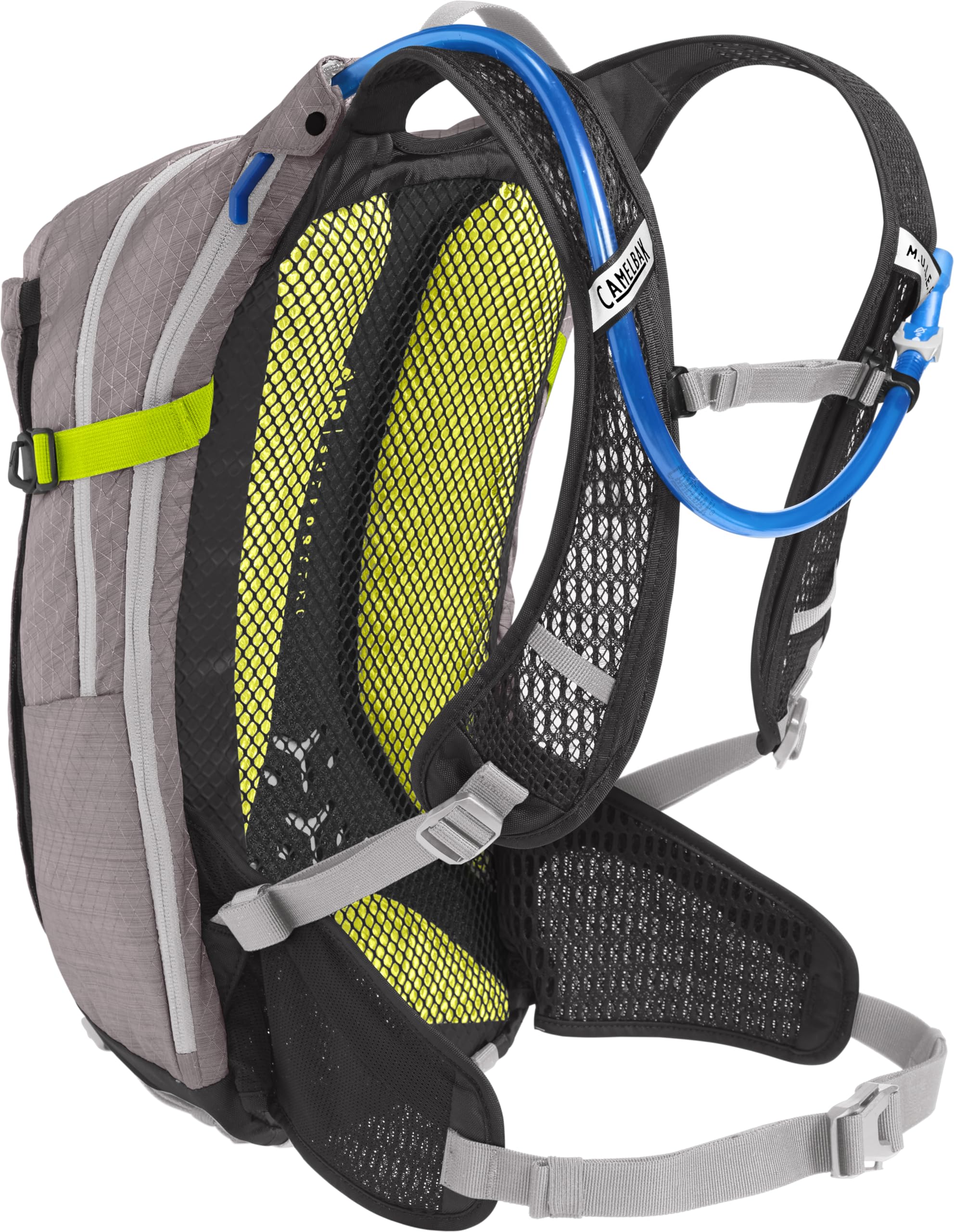 CamelBak M.U.L.E. Pro 14 back panel close-up highlights breathable Air Support Pro panel benefits.