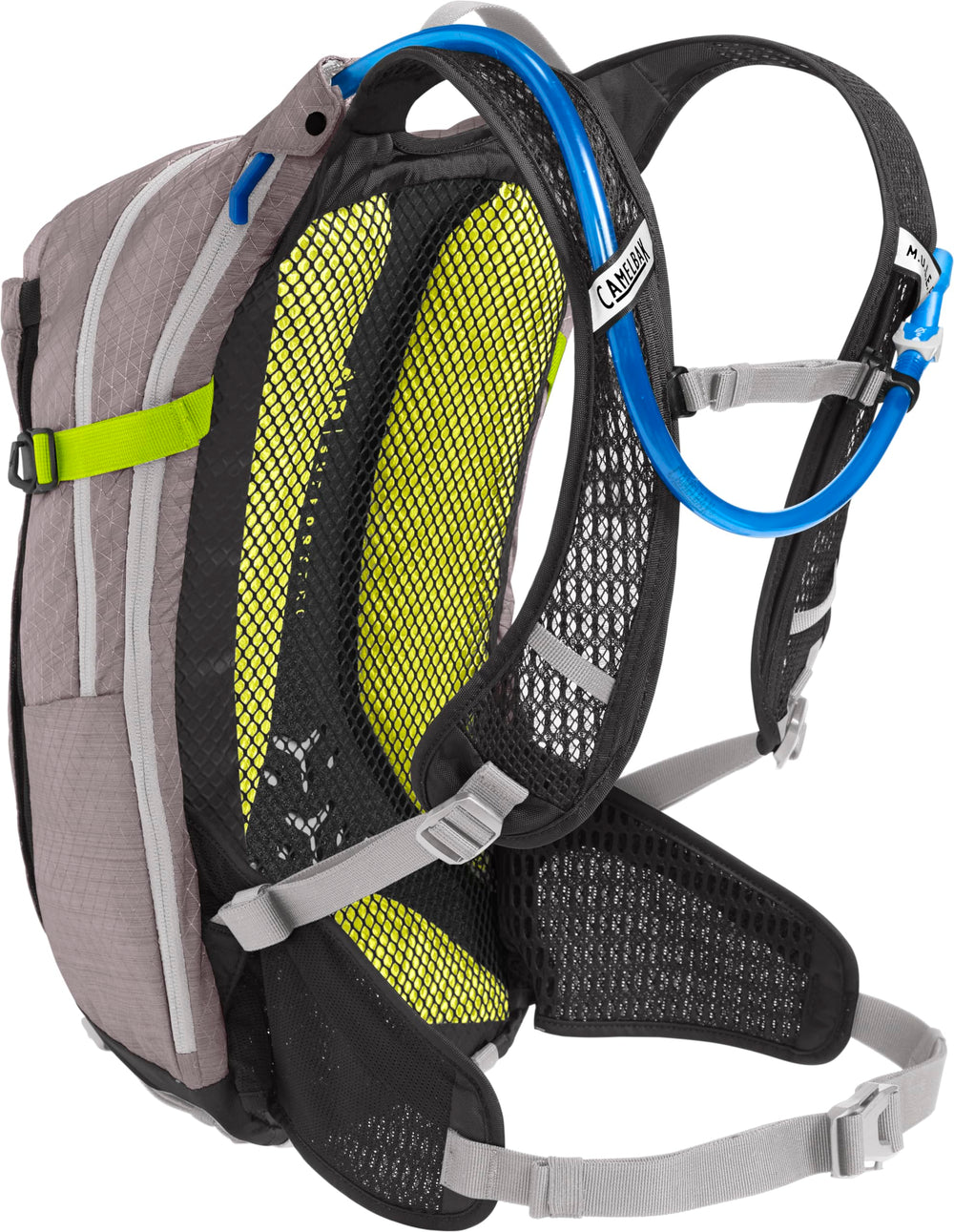CamelBak M.U.L.E. Pro 14 back panel close-up highlights breathable Air Support Pro panel benefits.