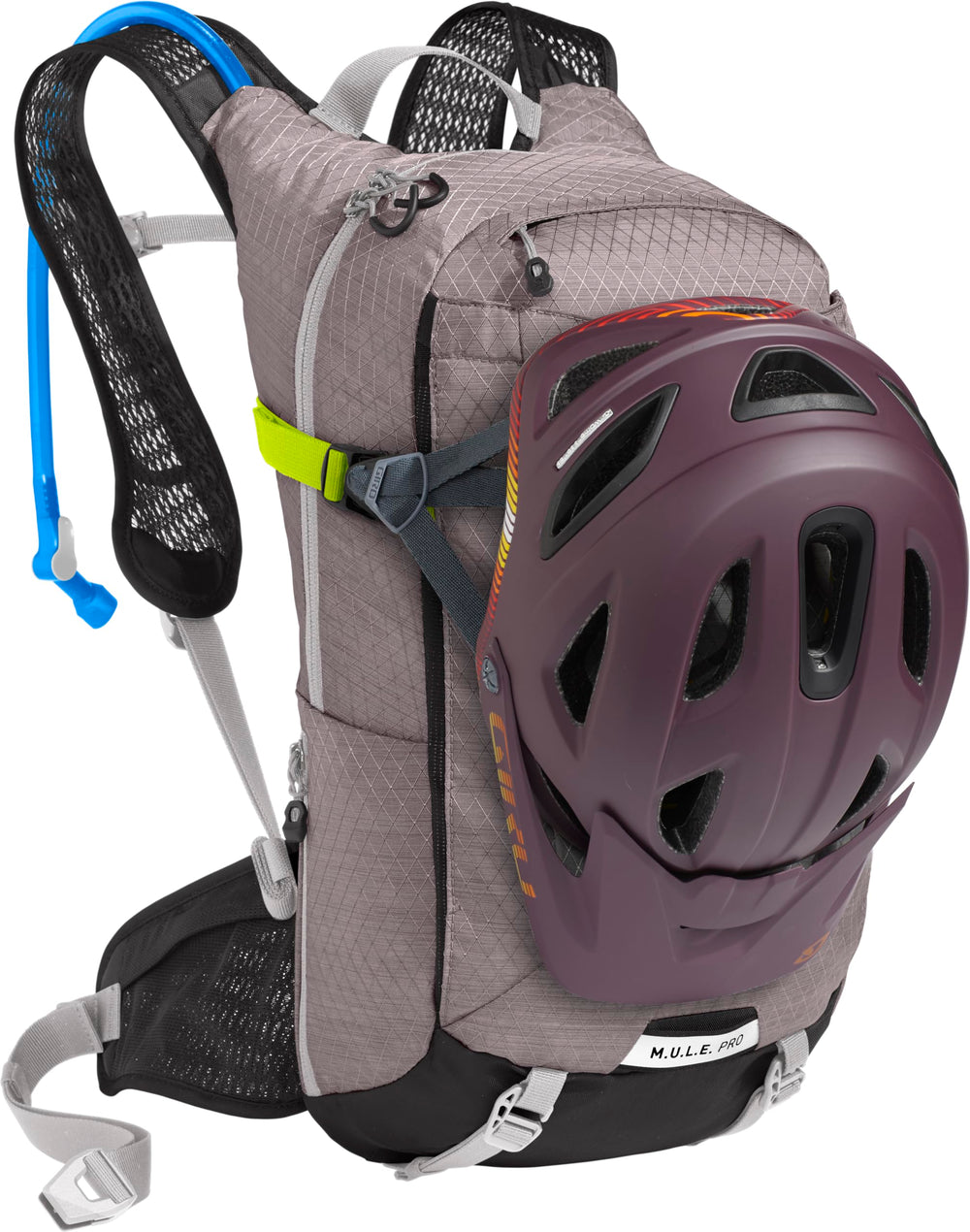 CamelBak M.U.L.E. Pro 14 riding on a rugged trail with balanced weight.