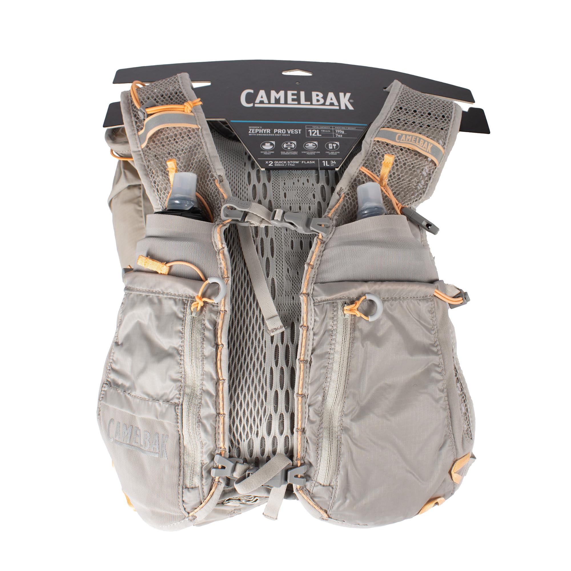 CamelBak Zephyr Pro vest shows body-mapping mesh cooling on the back panel