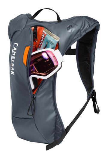 CamelBak Zoid slim silhouette reduces bulk during ski days.