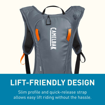 CamelBak Zoid Snow Shield fabric repels snow to protect gear.