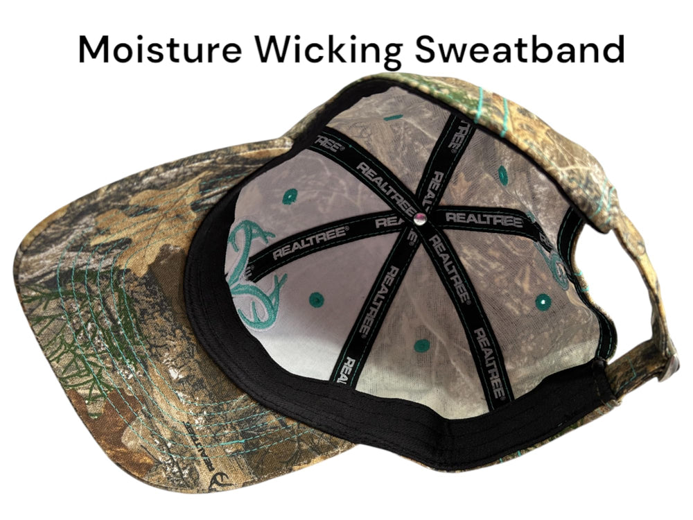 Camo Chique ladies-fit teal cap with Realtree logo embroidery