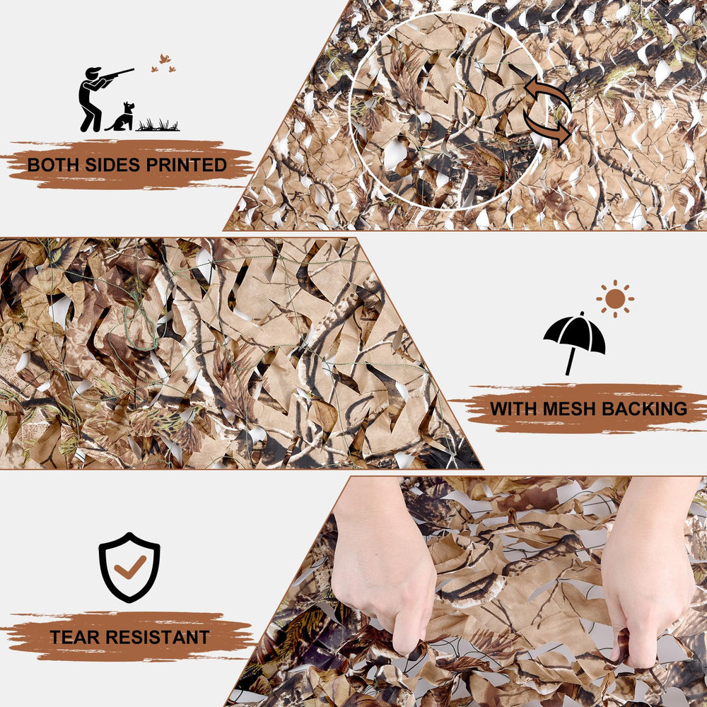 Camohute camo netting corner loops make it easy to anchor on branches or stands.