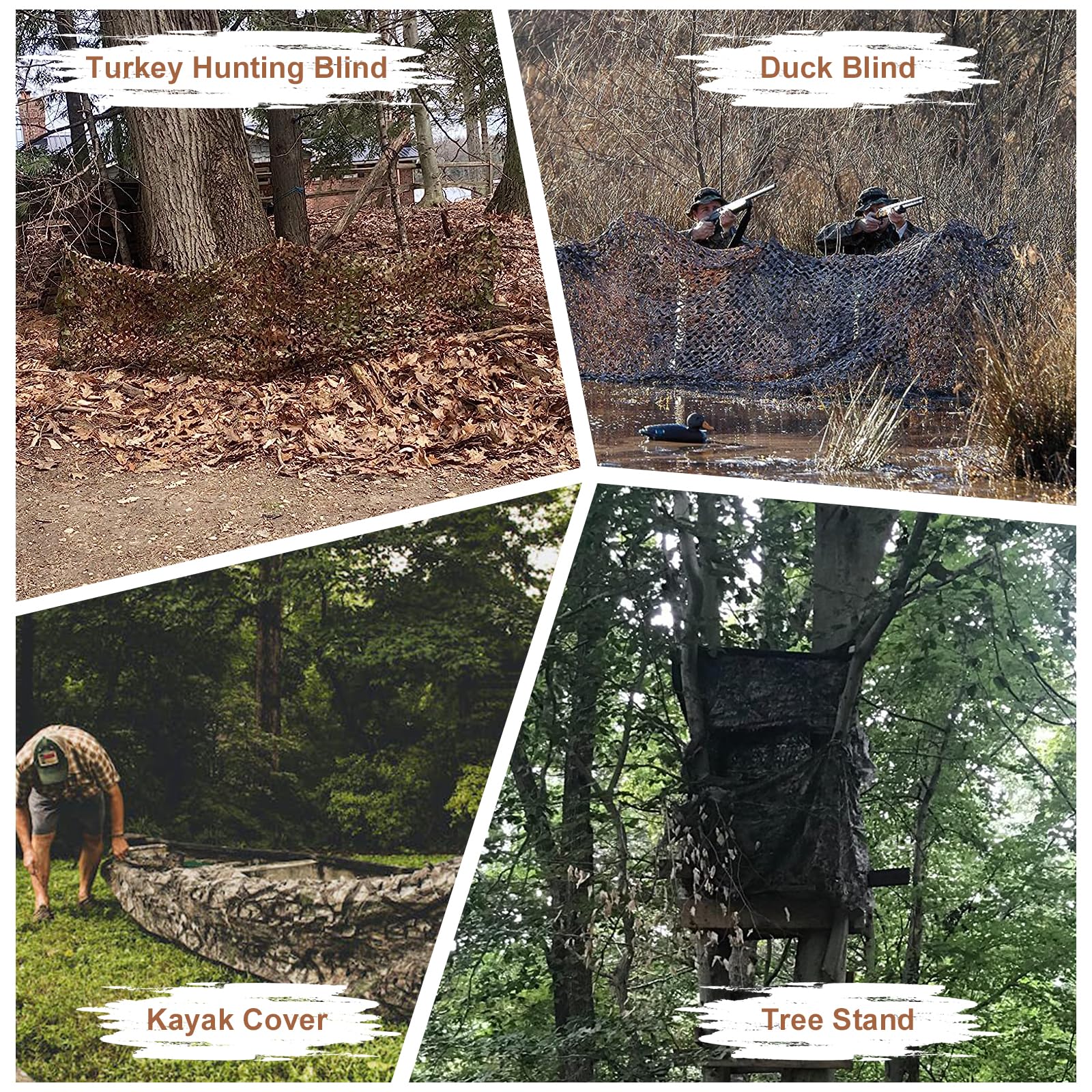Camohute camo netting ideal for hunting blinds and wildlife observation setups.