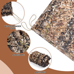 Camohute camo netting mesh-backing close-up shows sturdy loops for easy attachment