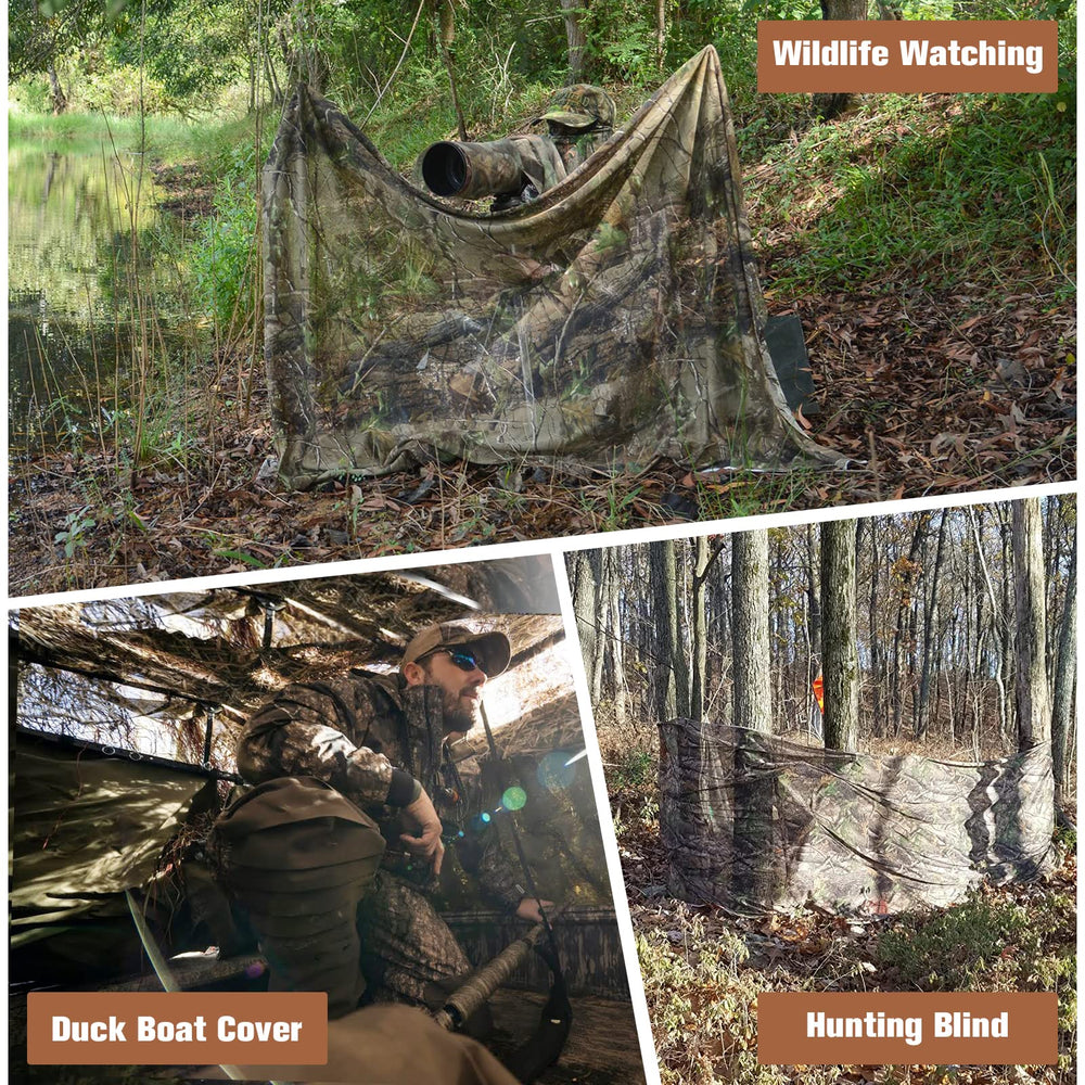 Camohute camo-netting privacy sunshade for outdoor spaces