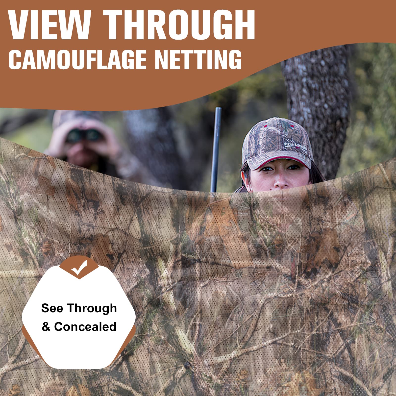 Camohute camo-netting see-through visibility for observation while concealed