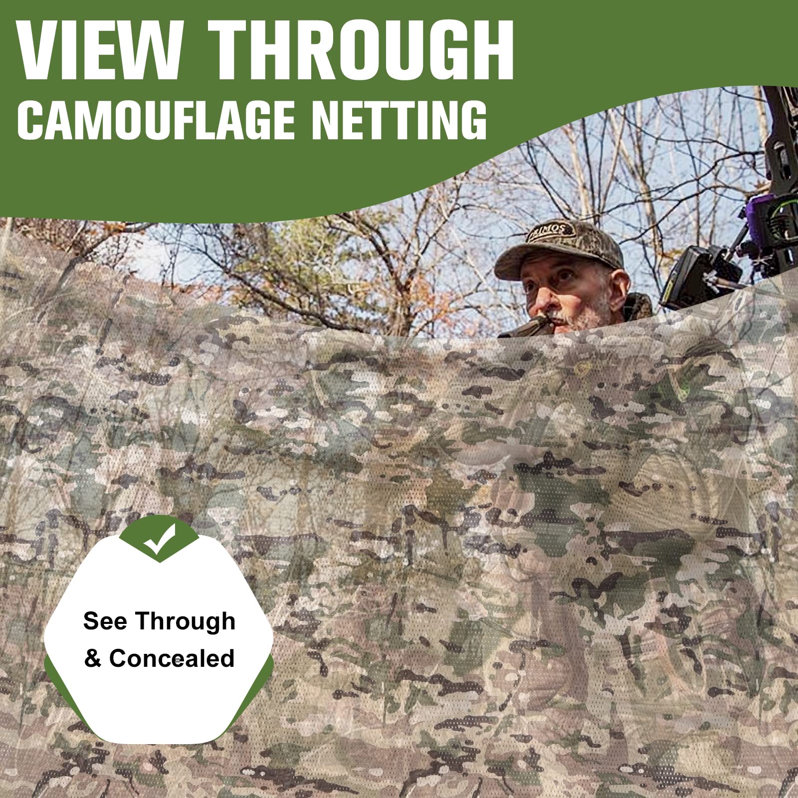 Camohute camo netting see-through view for concealed observation