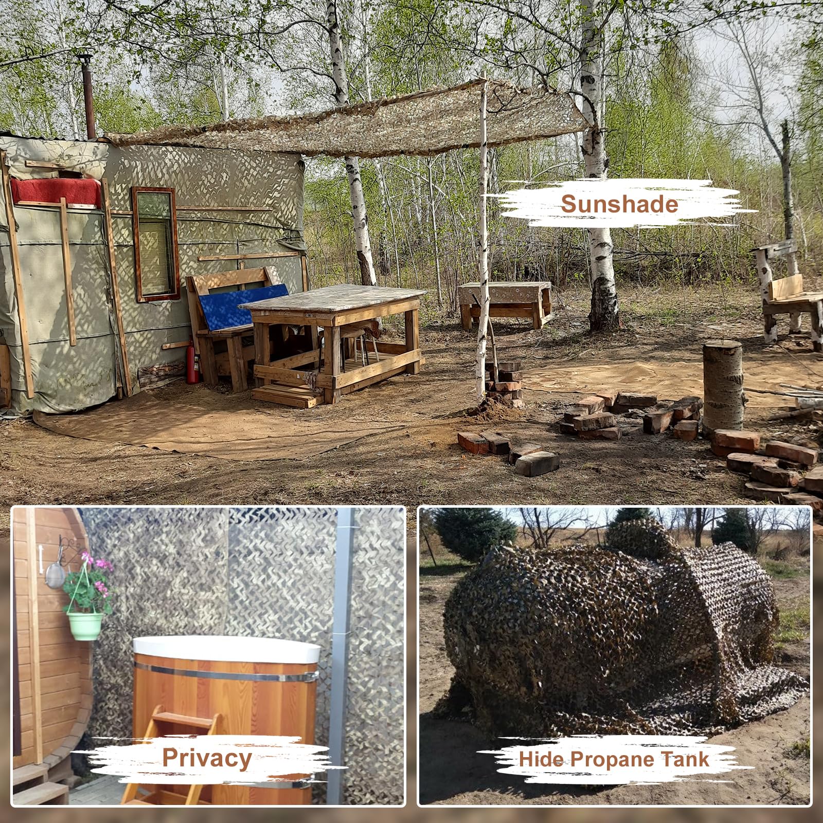 Camohute camo netting sunshade fence offers versatile shade and privacy