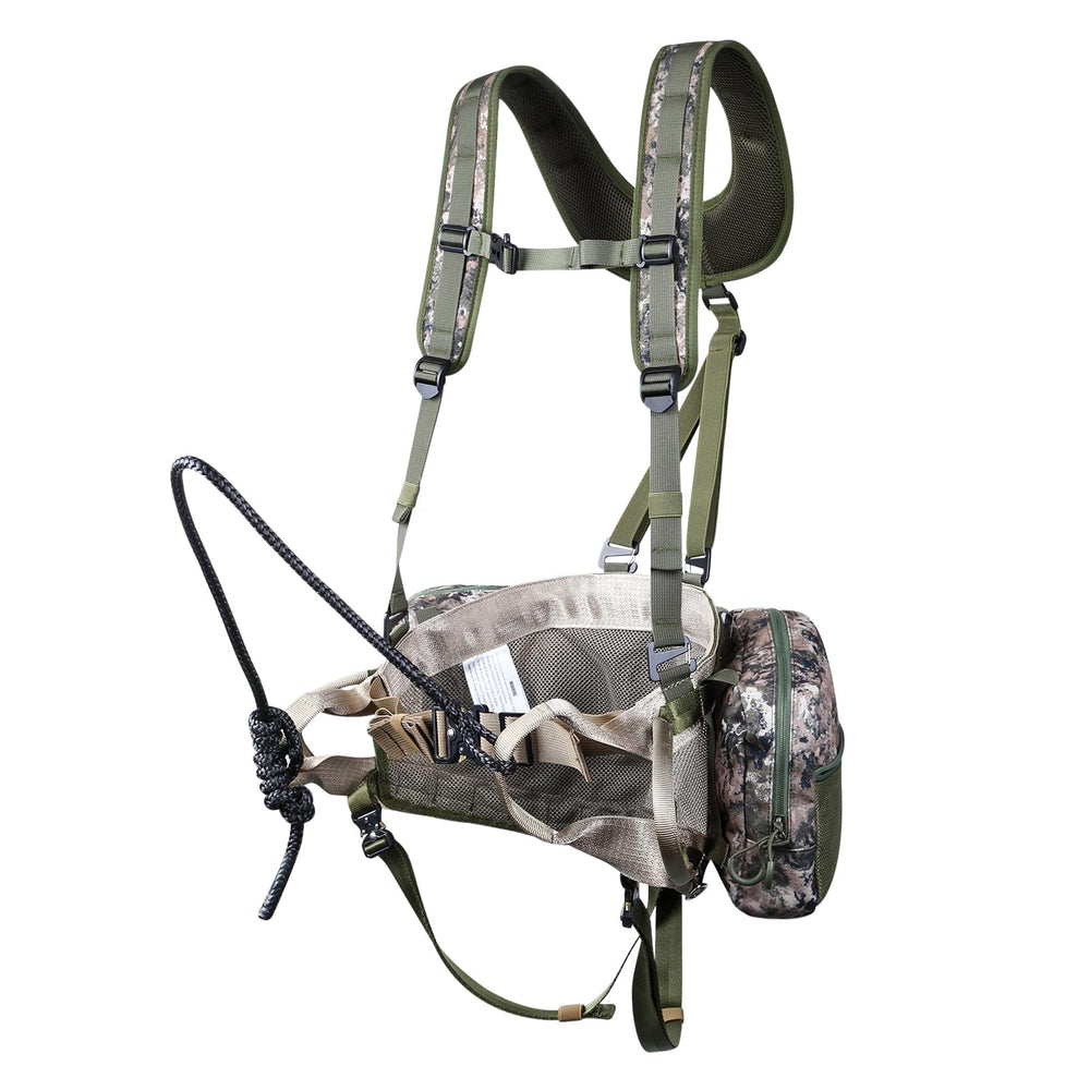 CAMOMAX Hunting Saddle in action shows comfortable setup during climbs.