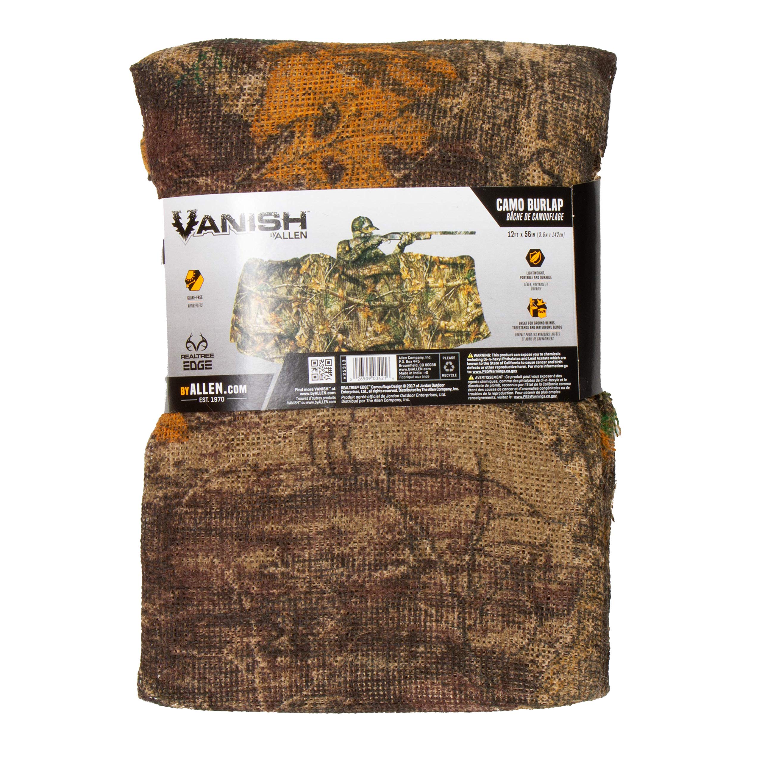 Close-up of camouflage burlap material for waterfowl and deer hunting