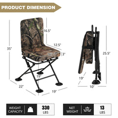 Camouflage ground blind chair with steel frame