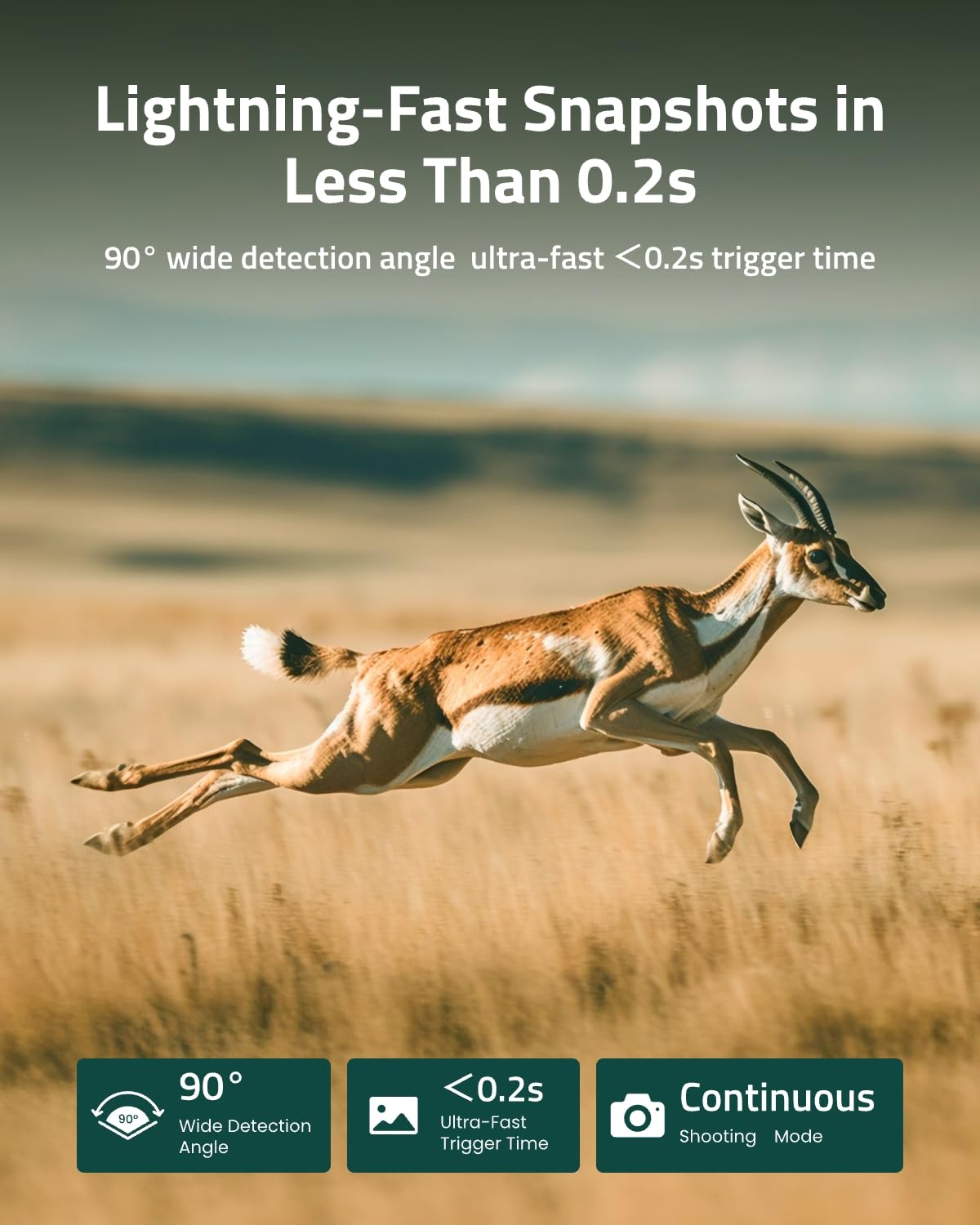 CAMOVUE trail camera 90 degree detection reduces false alarms for precise clips
