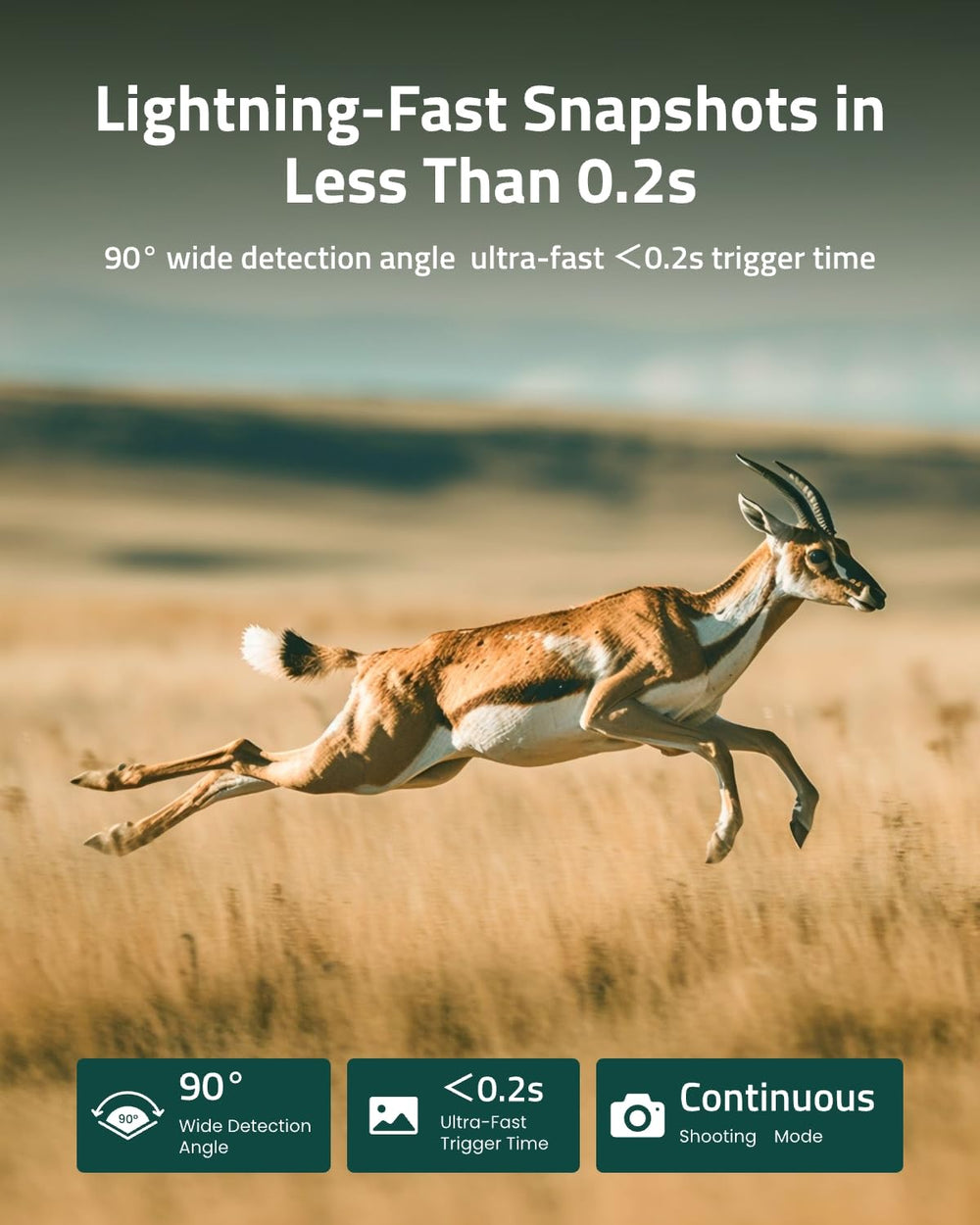 CAMOVUE trail camera 90 degree detection reduces false alarms for precise clips