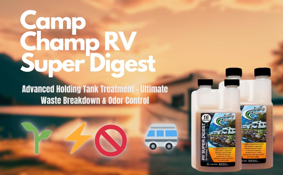 Camp Champ RV Super Digest quarterly flush-out workflow for RV maintenance