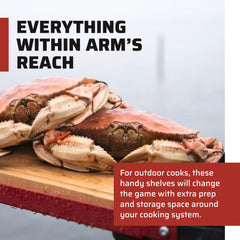 Camp Chef LS60P Folding Side Shelves folded lid doubles as a storage cover