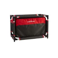 Blue organizer bag lined for cooler or sink at camp with Sherpa