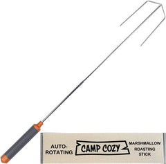 Camp Cozy safety marshmallow roasting stick assembly enables hands-free campfire roasting.