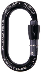 CAMP Ekto Lock black screw-cap carabiner for quick access and organization.