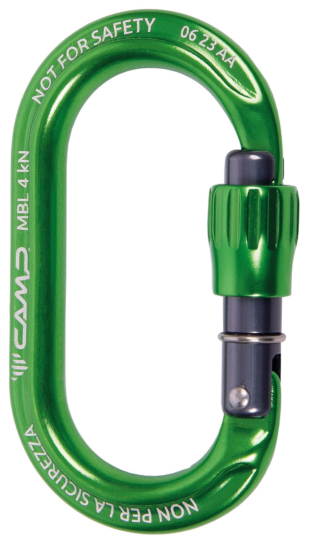 Camp EKTO Lock green carabiner for lightweight, durable non-safety tasks and snag-free use.