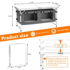 Camp Field folding table in backyard dining scene with ample surface.