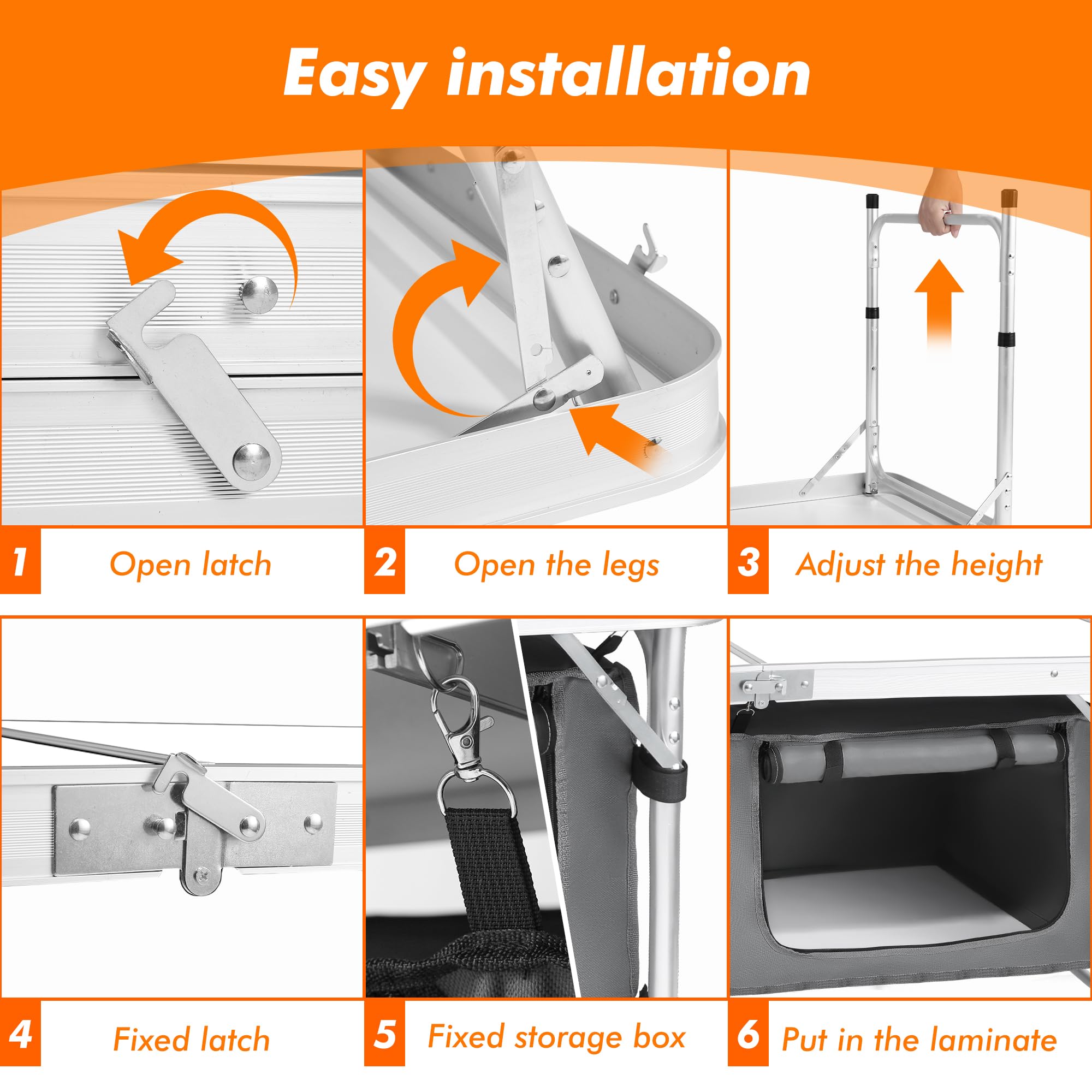 Camp Field folding table folded for compact storage and easy transport.