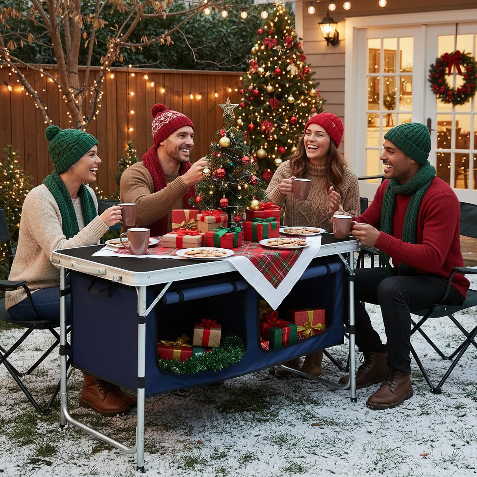Camp Field table open size provides ample workspace for meals.