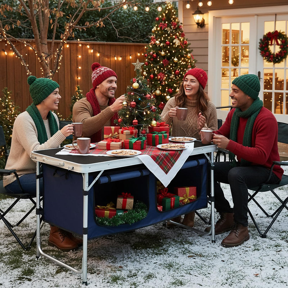 Camp Field table open size provides ample workspace for meals.