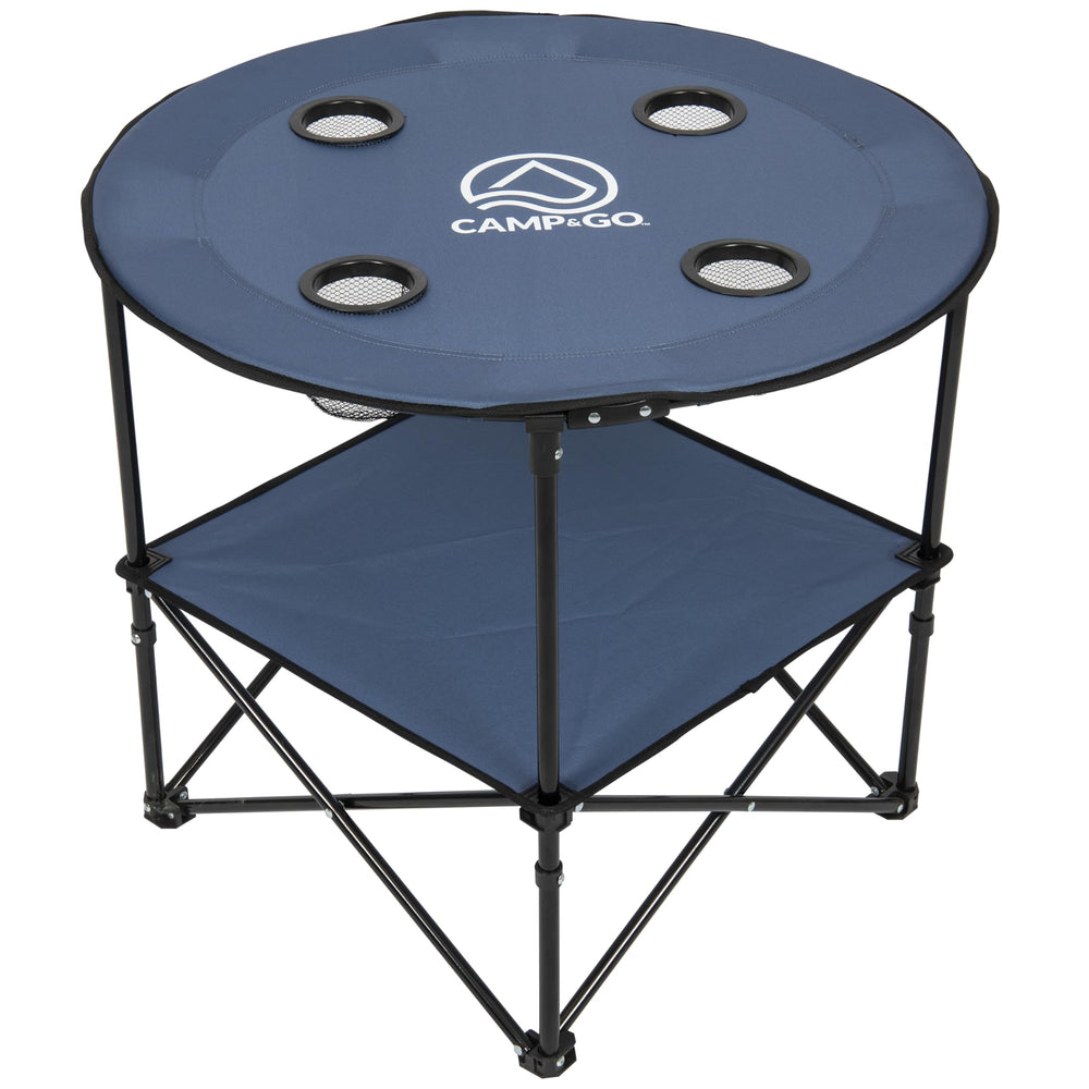 CAMP&GO bottom storage shelf keeps chips, utensils, and small items within reach