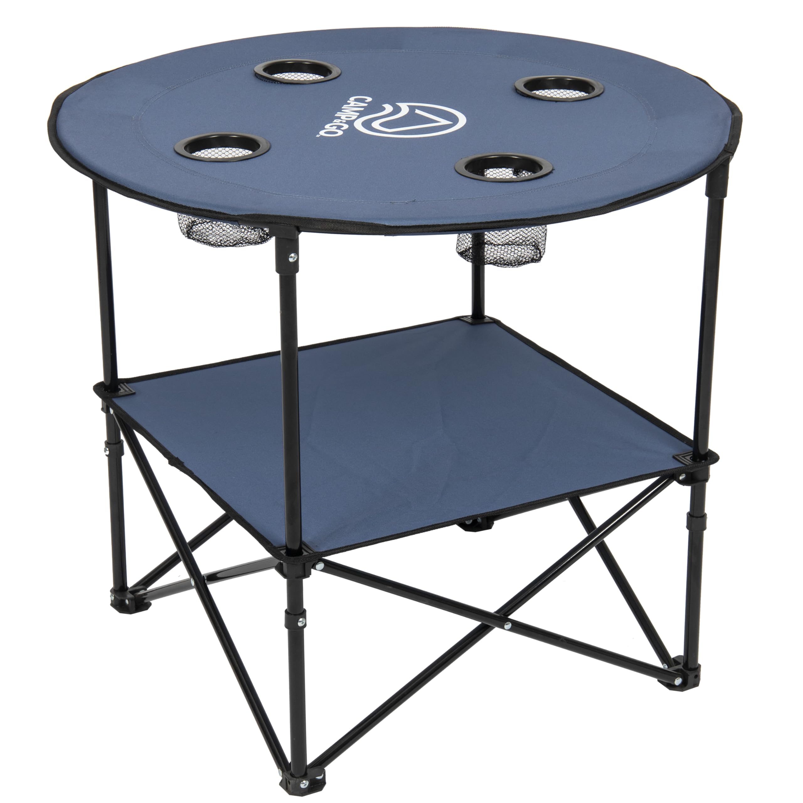 CAMP&GO fabric covered tabletop snaps on and off for compact storage
