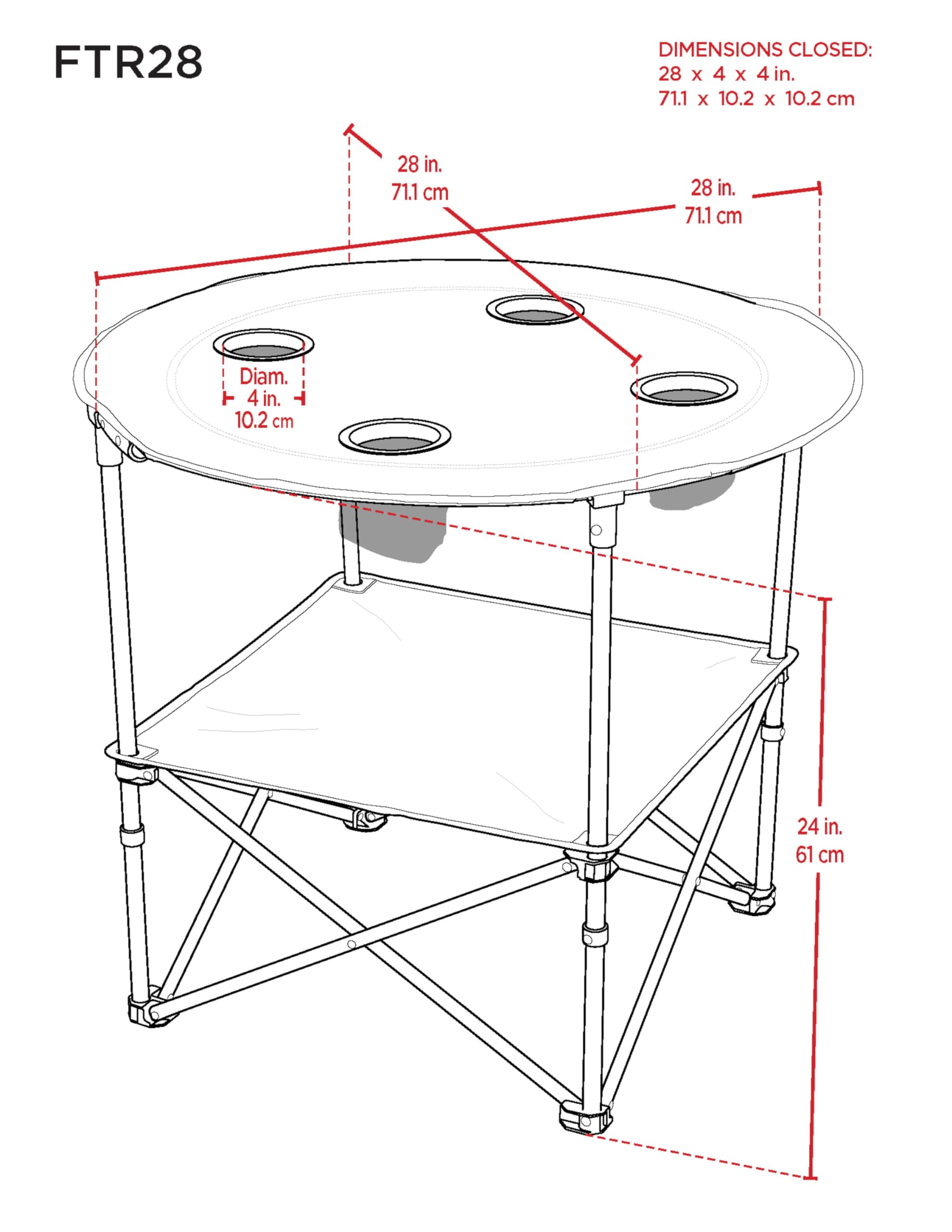 CAMP&GO tabletop with cupholders highlights built in cupholders for beverages