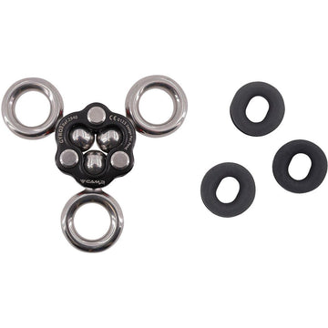 CAMP Gyro safety rigging system swivel detail highlights smooth three-point rotation.