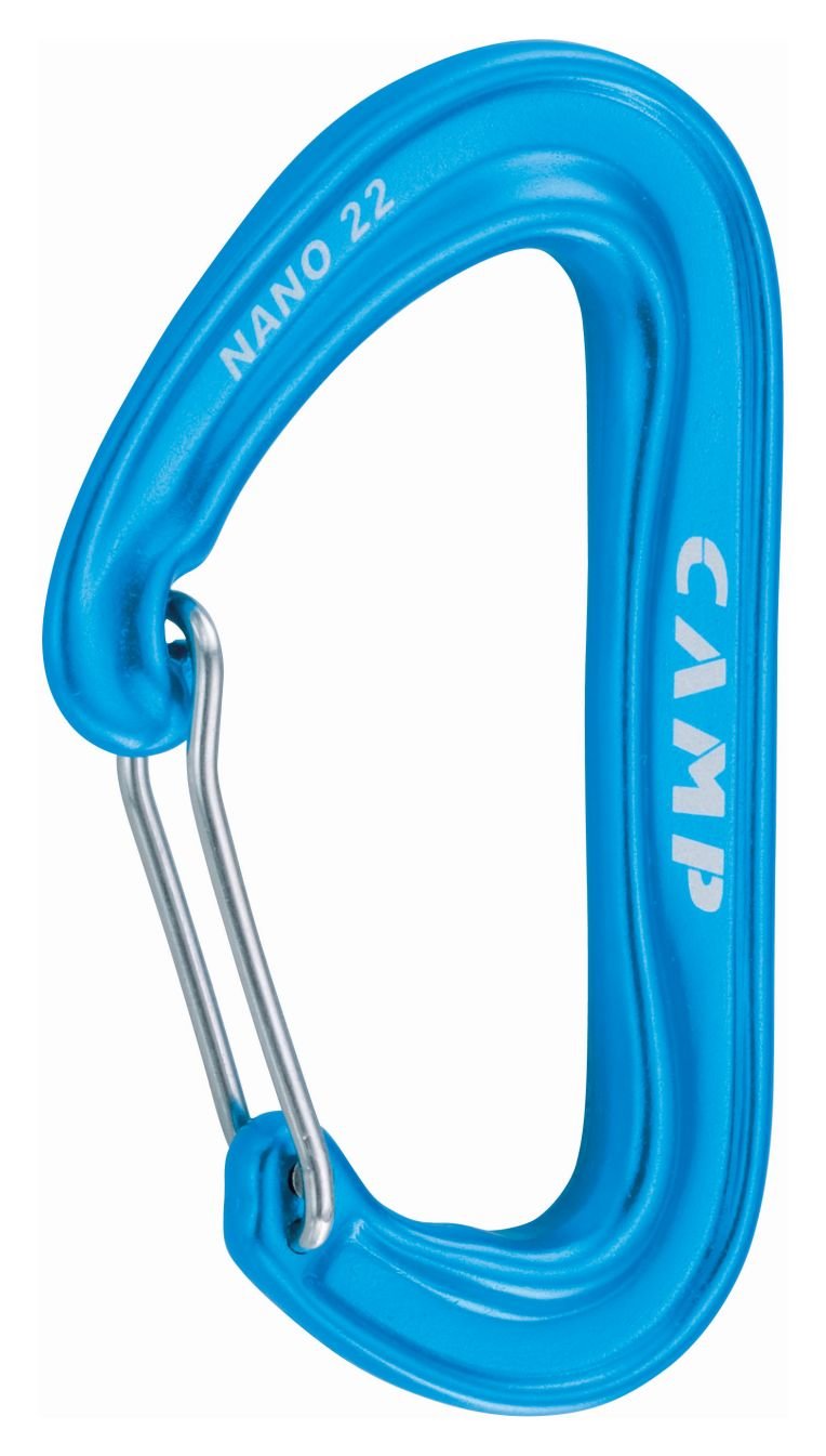 CAMP Nano 22 blue carabiner for ultralight climbing and quick clipping
