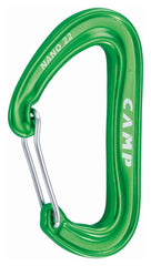 CAMP Nano 22 carabiner in green—ultralight strength for fast, secure rope clipping