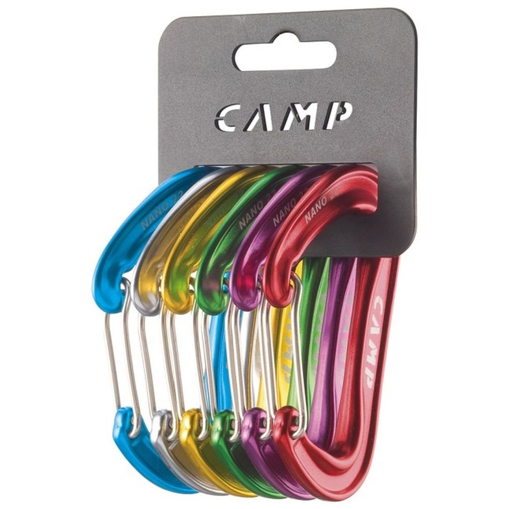 CAMP Nano 22 carabiner rack pack in multi-coloured finish for lightweight gear organization.