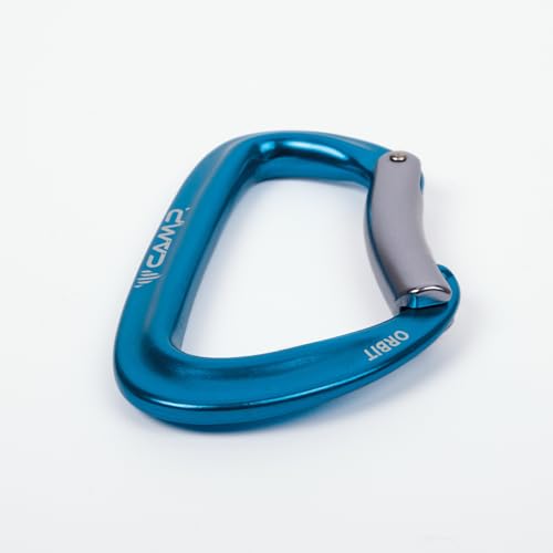 CAMP Orbit bent gate carabiner on quickdraw attachment ensures secure connection.