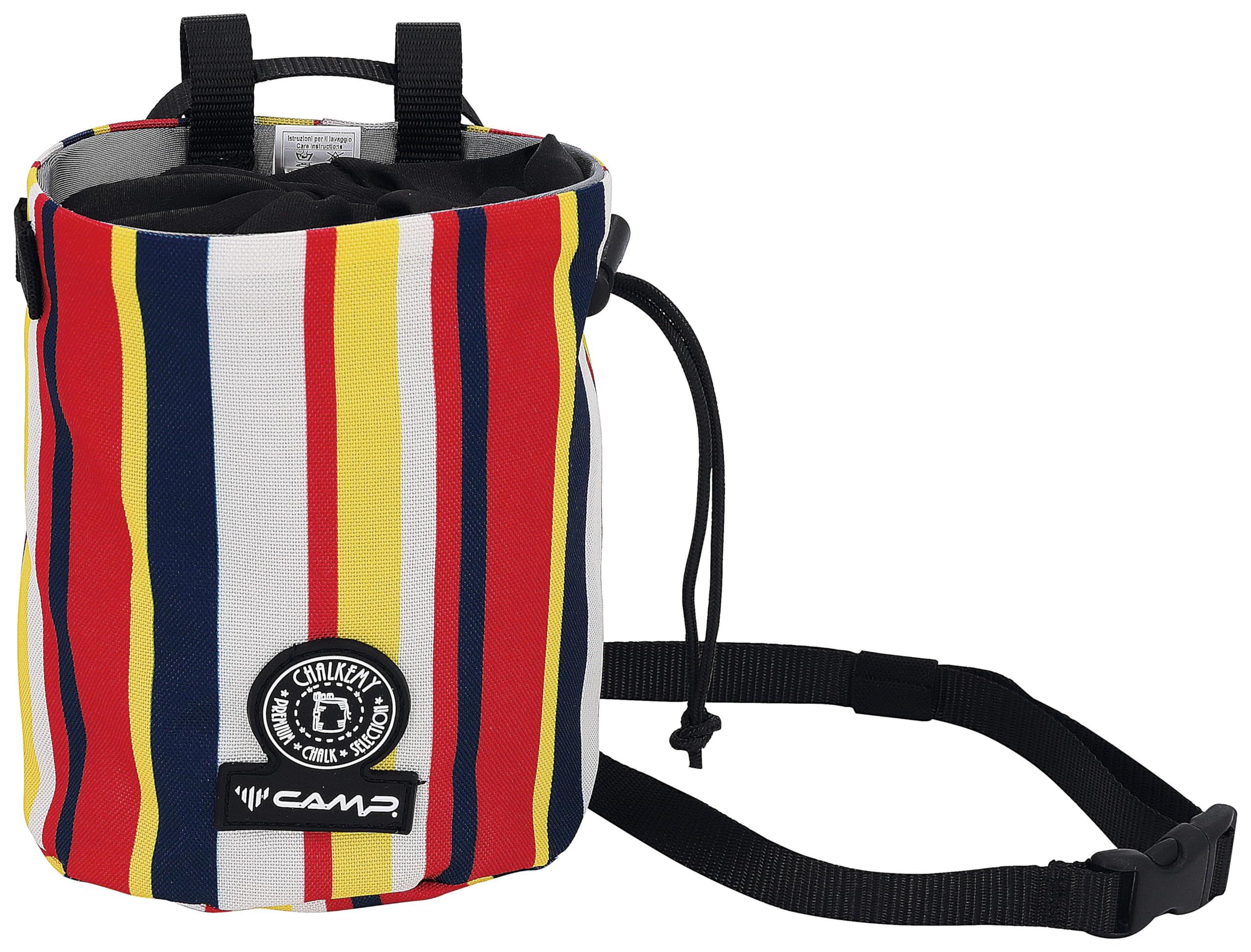 CAMP Polimago Chalk Bag stands upright for mess-free chalk access during climbs.