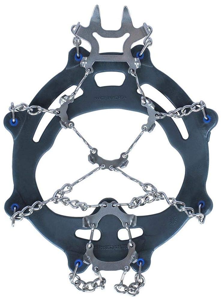 CAMP Snowline Chainsen Ultra XX-Large in snow use demonstrates reliable traction.