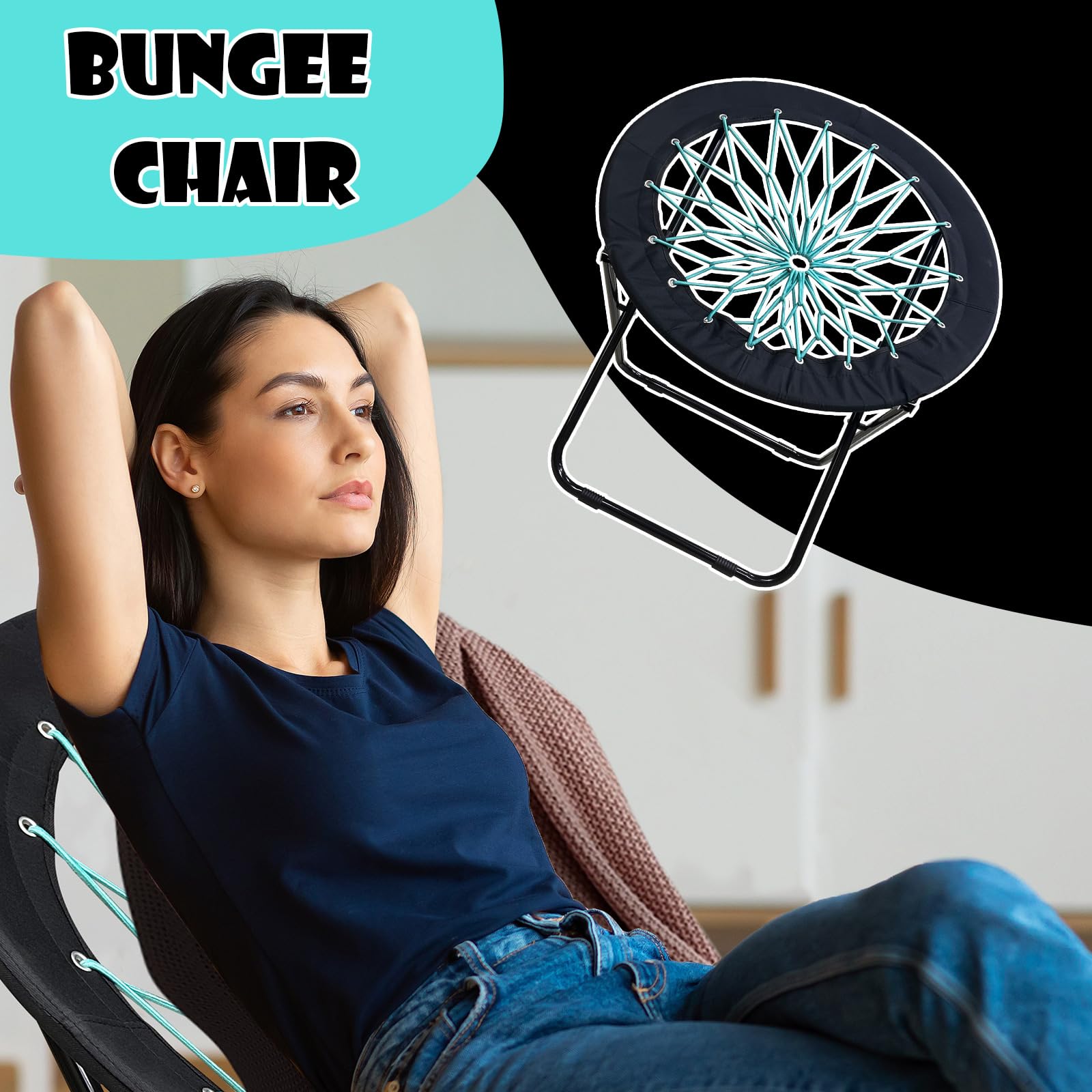 CAMP SOLUTIONS bungee chair sturdy frame supports up to 300 lbs for reliability.