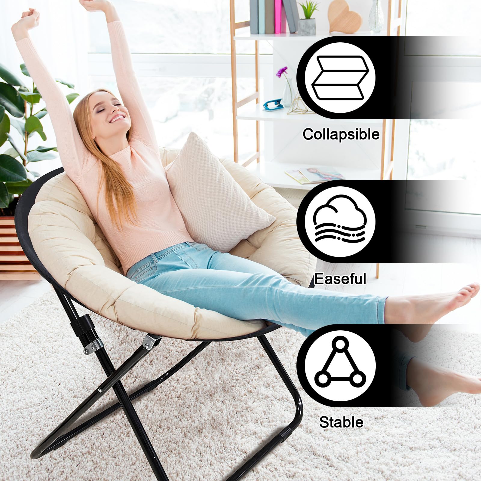 CAMP SOLUTIONS bungee chair bowl design close-up highlights modern style for stylish indoor decor.