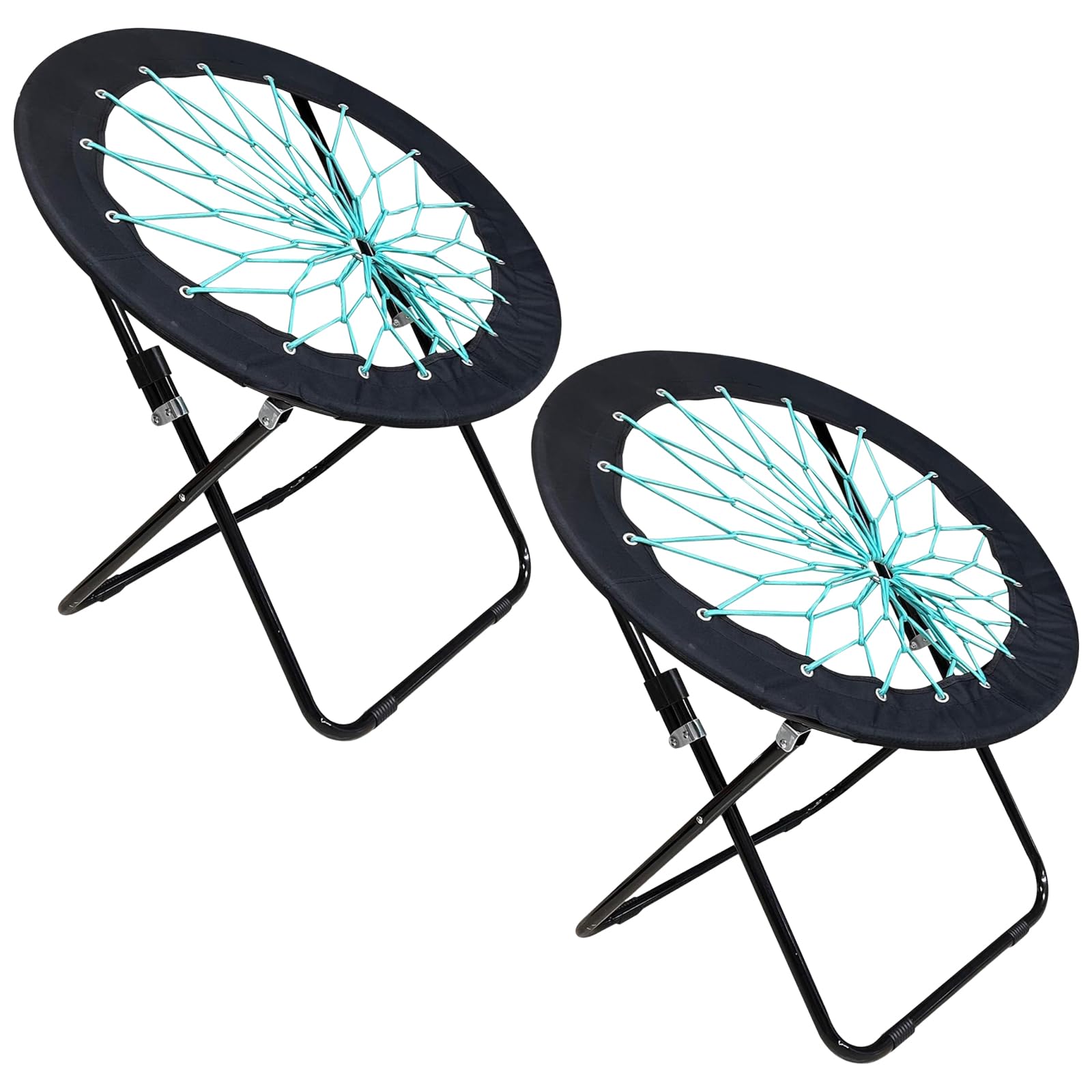 CAMP SOLUTIONS bungee dish chair in black 2-pack offers portable comfort for camping and gatherings.