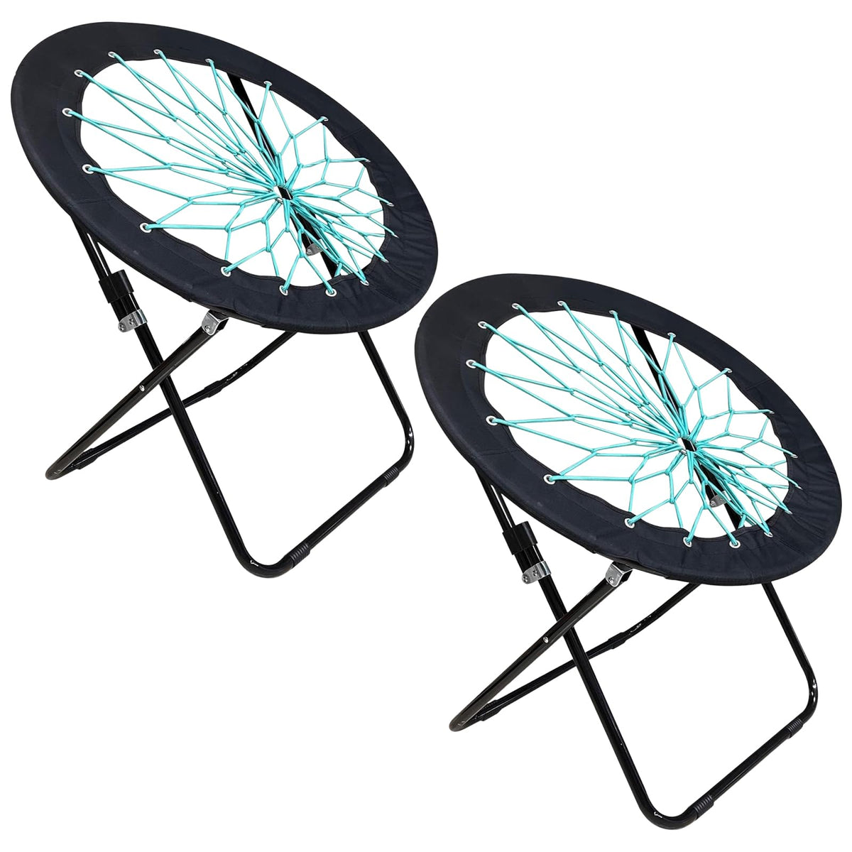 CAMP SOLUTIONS bungee dish chair in black 2-pack offers portable comfort for camping and gatherings.