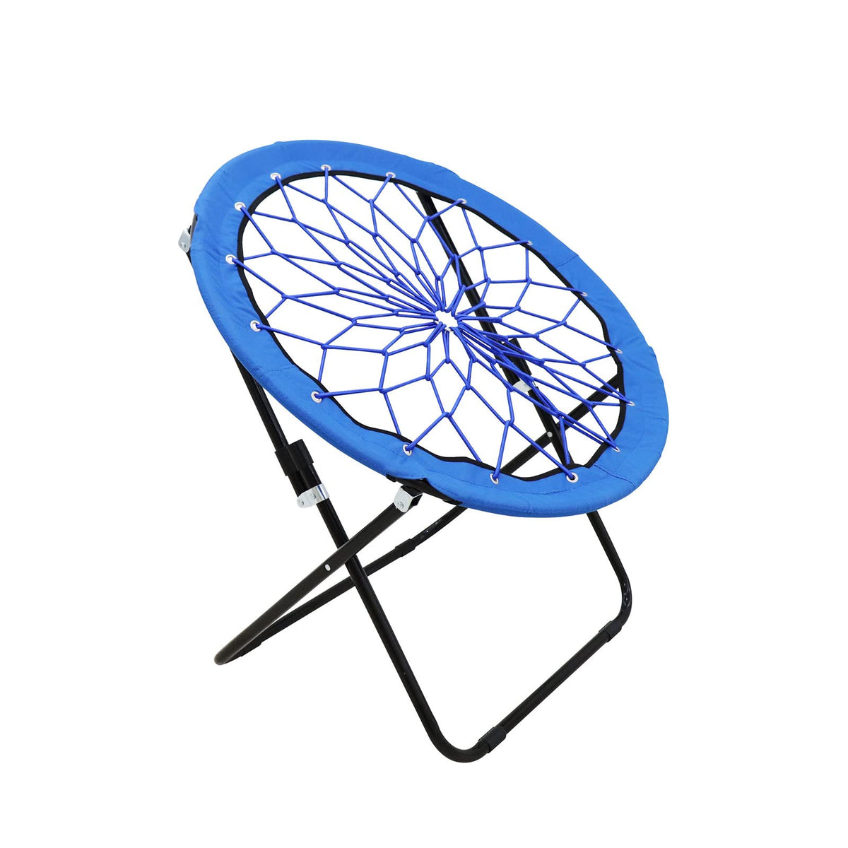 CAMP SOLUTIONS bungee chair front view in royal blue for outdoor lounging