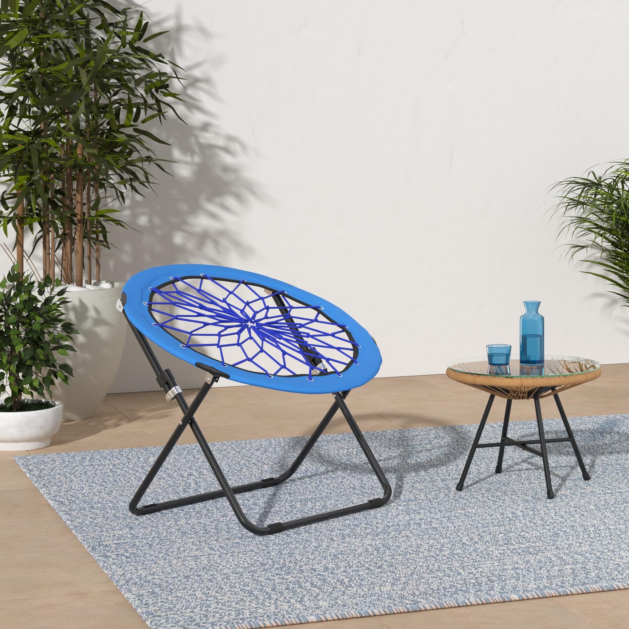 CAMP SOLUTIONS bungee chair side view shows portable foldability for small spaces